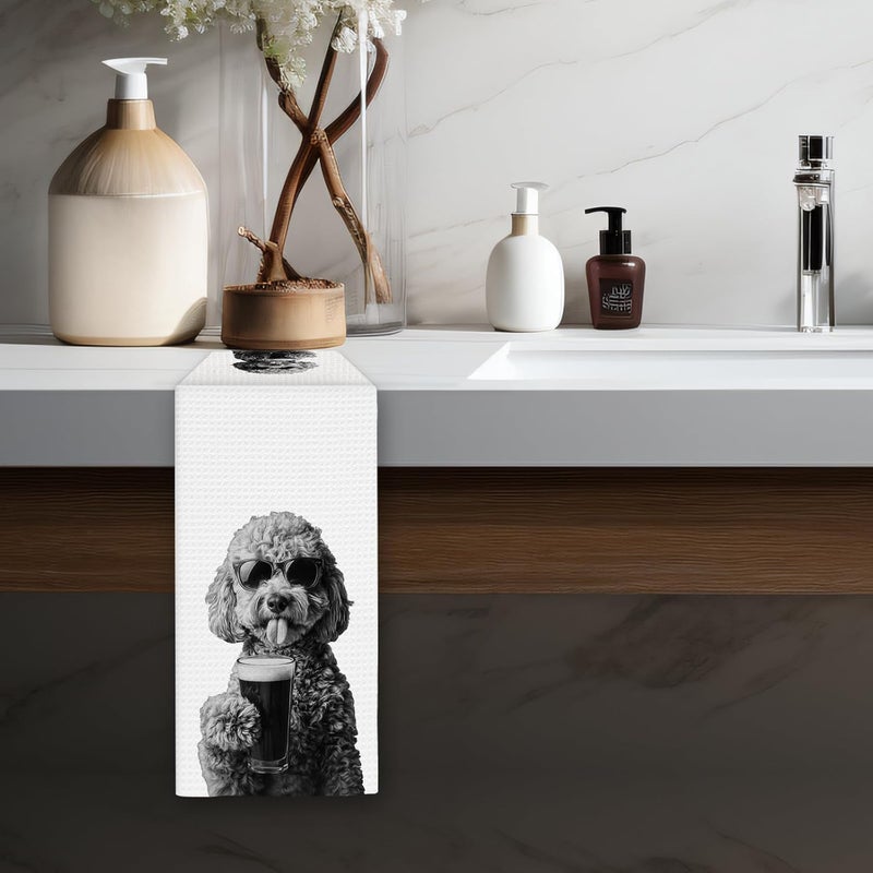 FIicy Goldendoodle Gifts Beer Kitchen Towels, Gifts for Golden Doodle Dog Beer Lovers Decorative Hand Dish Towel for Kitchen Home Bar,Funny Goldendoodle Dog BeerLover Home Bar Kitchens Decor(16x24In) - Image 5